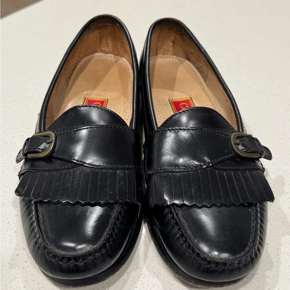 Cole Haan City Black Leather Kiltie Monk Strap Loafers - Size 10